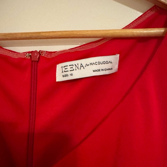 NWT Ieena for Mac Duggal 26513 Ruched Stretch Jersey V-Neck Gown in Red Size 10 - Picture 5 of 9